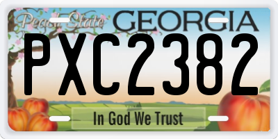 GA license plate PXC2382