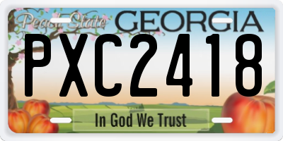 GA license plate PXC2418