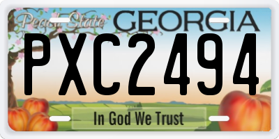 GA license plate PXC2494