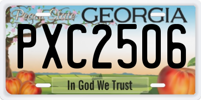 GA license plate PXC2506