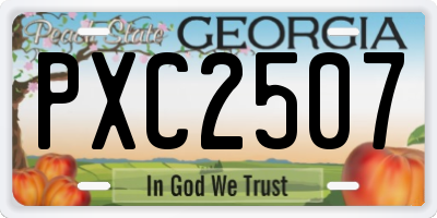 GA license plate PXC2507