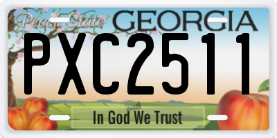 GA license plate PXC2511