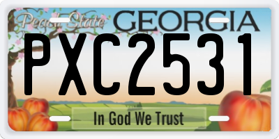 GA license plate PXC2531