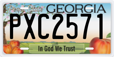 GA license plate PXC2571