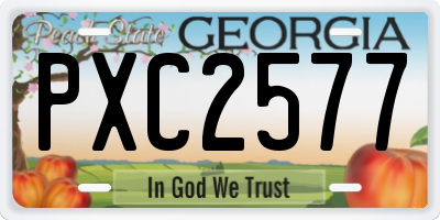 GA license plate PXC2577