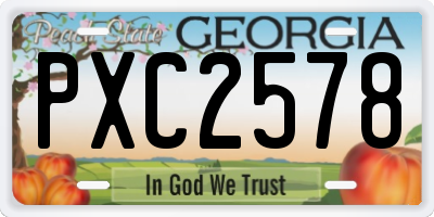 GA license plate PXC2578