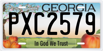 GA license plate PXC2579