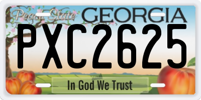 GA license plate PXC2625