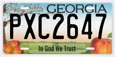 GA license plate PXC2647