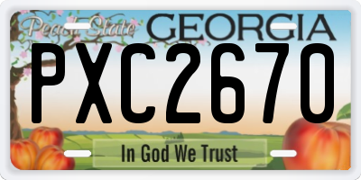 GA license plate PXC2670