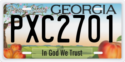 GA license plate PXC2701