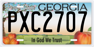 GA license plate PXC2707