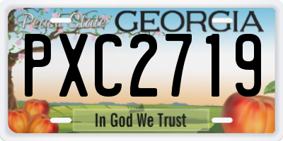 GA license plate PXC2719