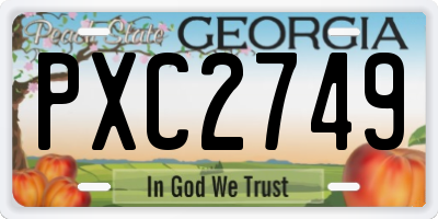GA license plate PXC2749