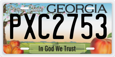 GA license plate PXC2753