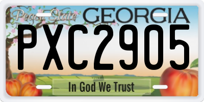 GA license plate PXC2905