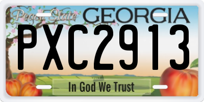 GA license plate PXC2913