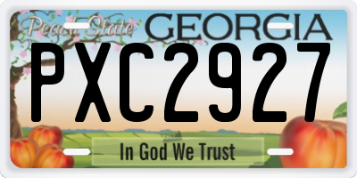 GA license plate PXC2927