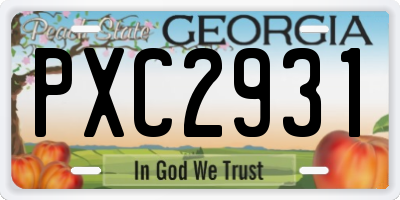 GA license plate PXC2931