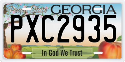 GA license plate PXC2935