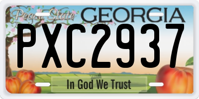 GA license plate PXC2937