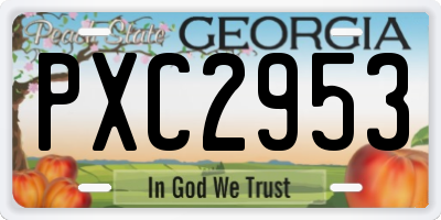 GA license plate PXC2953