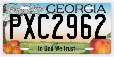 GA license plate PXC2962