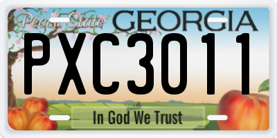 GA license plate PXC3011
