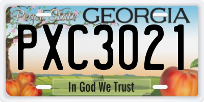 GA license plate PXC3021