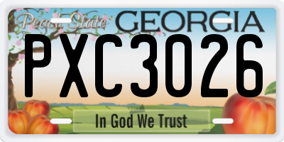 GA license plate PXC3026