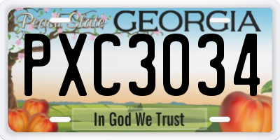 GA license plate PXC3034