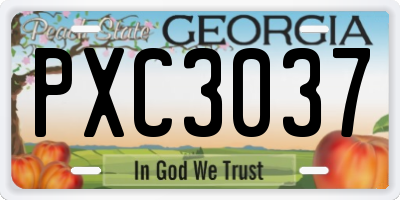 GA license plate PXC3037