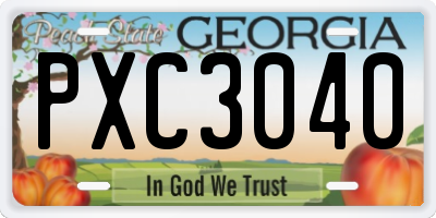 GA license plate PXC3040