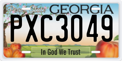 GA license plate PXC3049