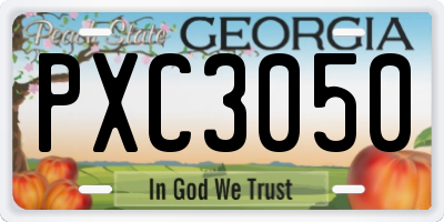 GA license plate PXC3050