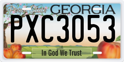 GA license plate PXC3053