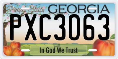 GA license plate PXC3063
