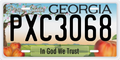 GA license plate PXC3068