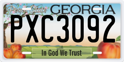 GA license plate PXC3092