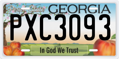 GA license plate PXC3093