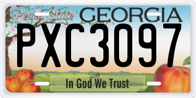 GA license plate PXC3097