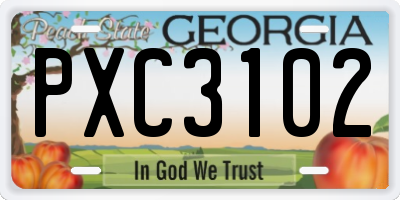 GA license plate PXC3102