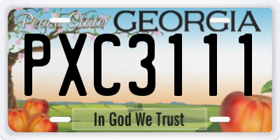 GA license plate PXC3111