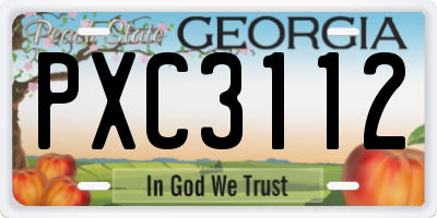 GA license plate PXC3112