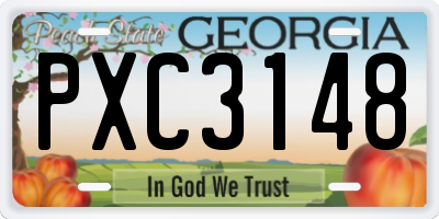 GA license plate PXC3148