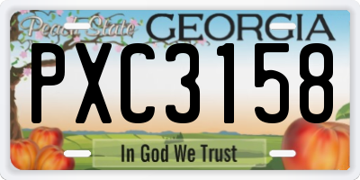 GA license plate PXC3158