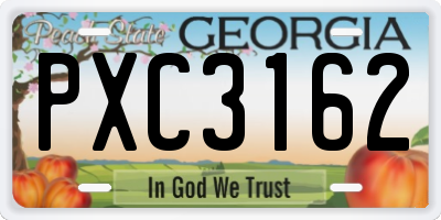 GA license plate PXC3162