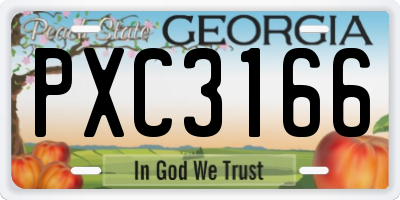 GA license plate PXC3166