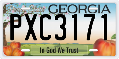 GA license plate PXC3171