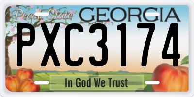 GA license plate PXC3174